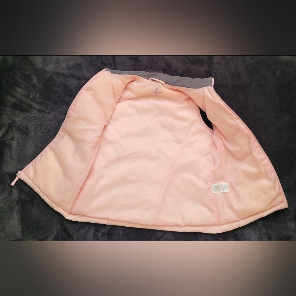 LANDS' END Zippered puffy vest, snap pockets ▴ XS/P Light Pink - Picture 3 of 6